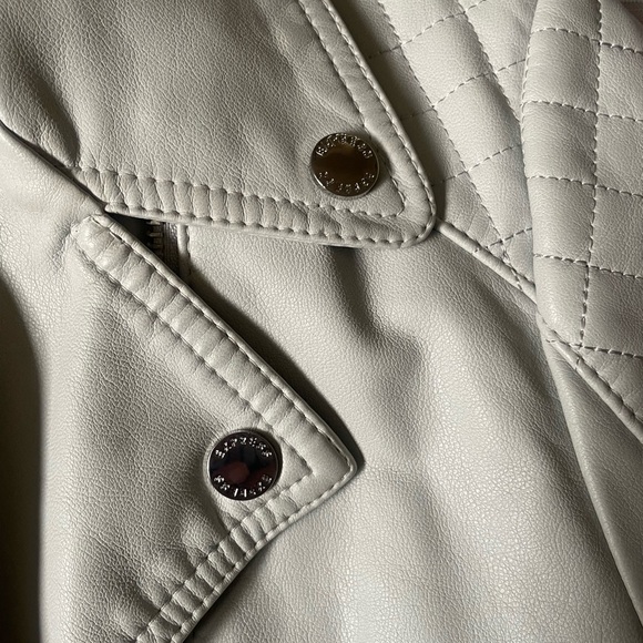 EXPRESS Faux Leather Jacket Beige with Silver Hardware - Picture 5 of 8